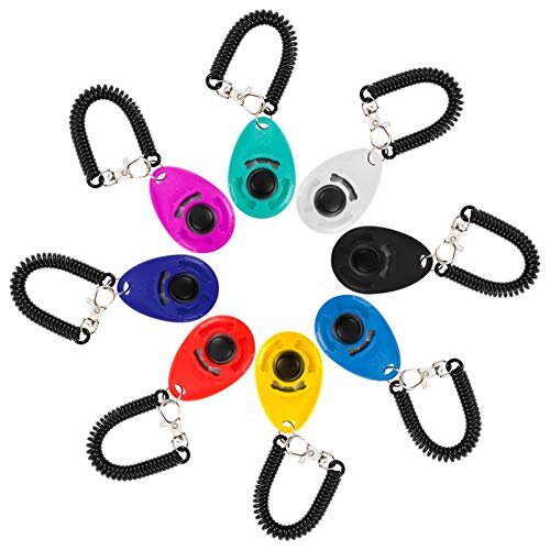 Bestomrogh 8 Pack Dog Training Clicker with Wrist Strap, Pet Training Clicker with Big Button Effective Behavioral Training Tool for Dogs Cats Birds